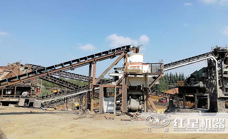 紅星用戶鵝卵石制砂生產(chǎn)線現(xiàn)場