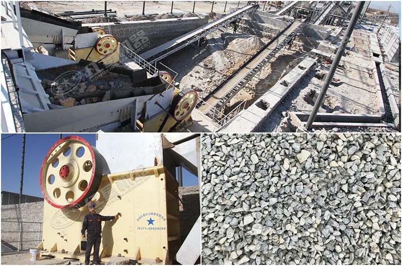 大型顎式破碎機(jī)工作現(xiàn)場